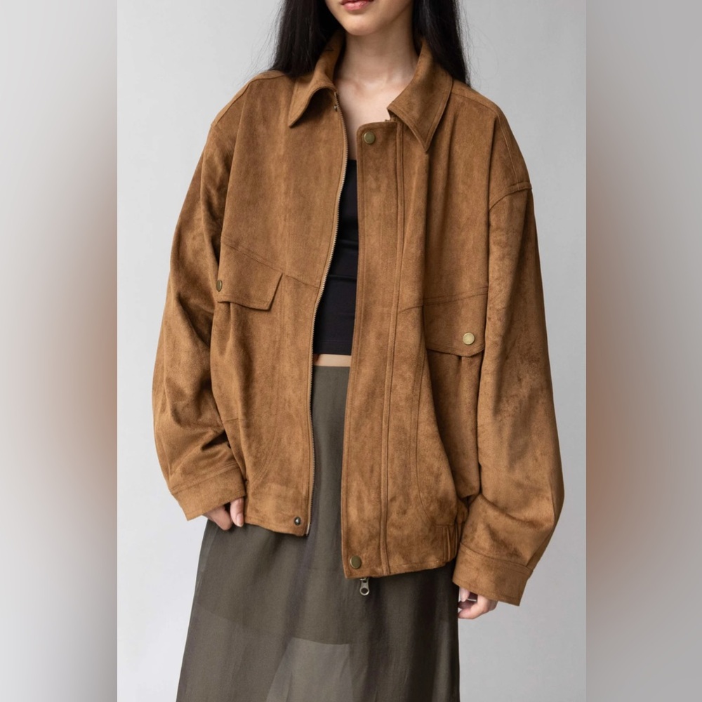 Oak + Fort Vegan Suede Bomber Jacket - Picture 3 of 4